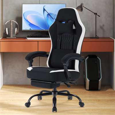 Fauteuil de jeu vidéo ergonomique et haut dossier avec repose-pieds