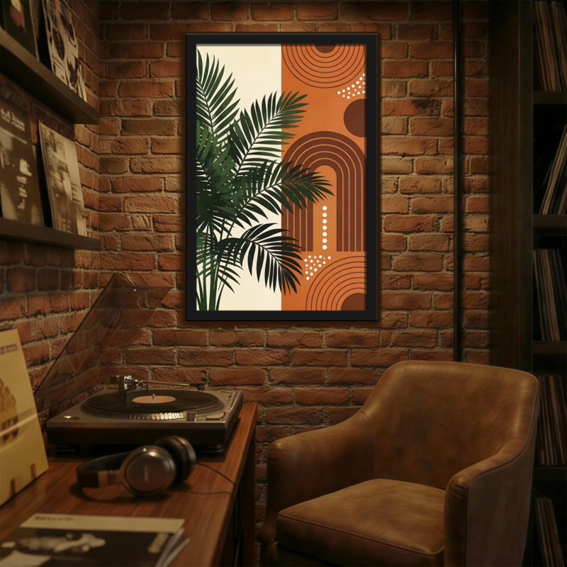 Feuilles tropicales abstraites et formes géométriques
