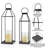Lanterns Decorative Outdoor 2PCS Living Room Decor Lantern Black Metal Lantern Front Porch Decor Lanterns Decor Indoor With LED Candle Lanterns Decor No Glass For Indoor Outdoor (Small&Large, 2Pcs)