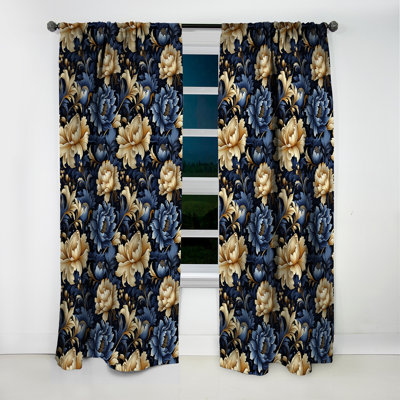 Celestial Blue Damask Mirage - Rideau damassé - Rideau occultant damassé - 1 panneaux