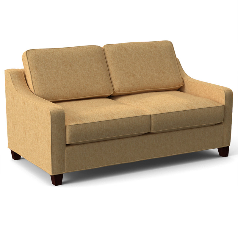 Clark 74" Square Arm Sofa Bed with Reversible Cushions, Dorset Camel, Empire Mahogany, Innerspring