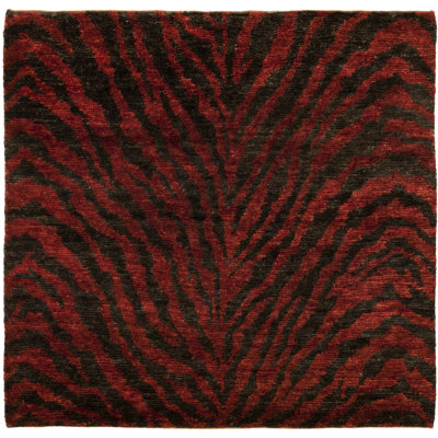 Tapis rouge / noir noué à la main Parisi