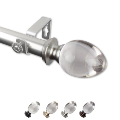 Steel Rod/Acrylic Finial Adjustable Single Curtain Rod