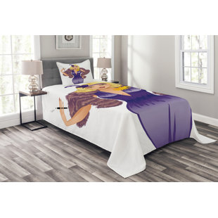 Purple/White Microfiber Modern & Contemporary Bedspread Set