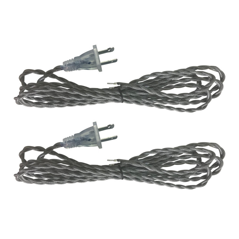 Cordon de lampe torsadée couvert de tissu, Argent
