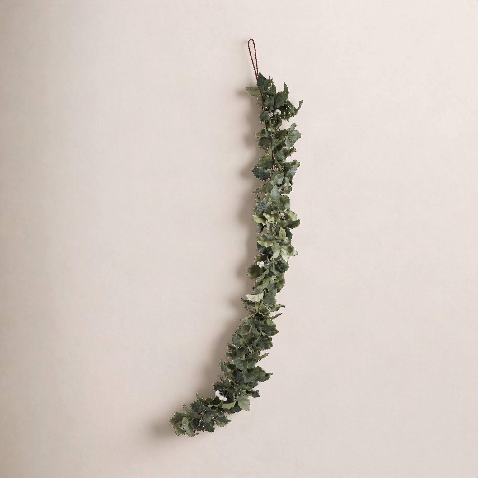 Faux Holly Garland With White Berries