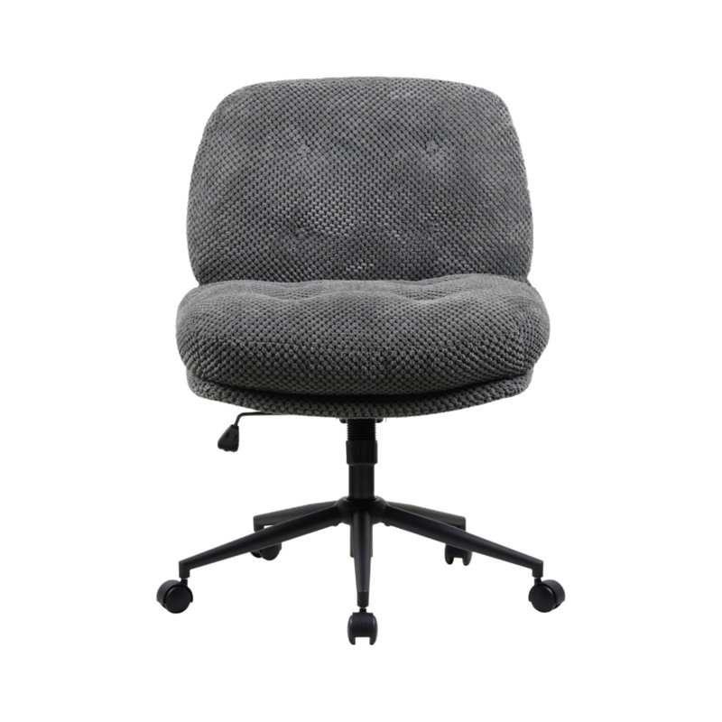 Gray Office Chair With Casters And Cross-Leg Design, Adjustable Swivel, Wide And Thickened Seat Cushion, Suitable For Home Offices And Dressing Tables.