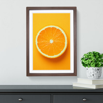 Sliced Orange Minimalism No.2 - Single Picture Frame Print on Wood