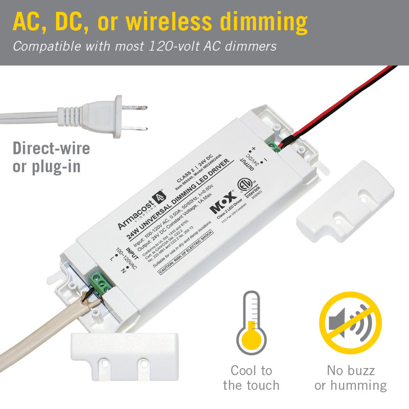 White Universal Dimmable LED Driver with Detachable Cord