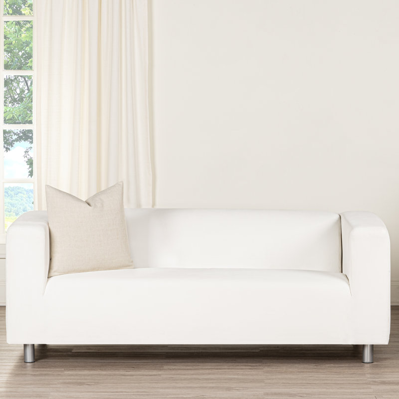 Coussin décoratif en faux lin Indy, Carré 20 po, Plumes, Crème, crème
