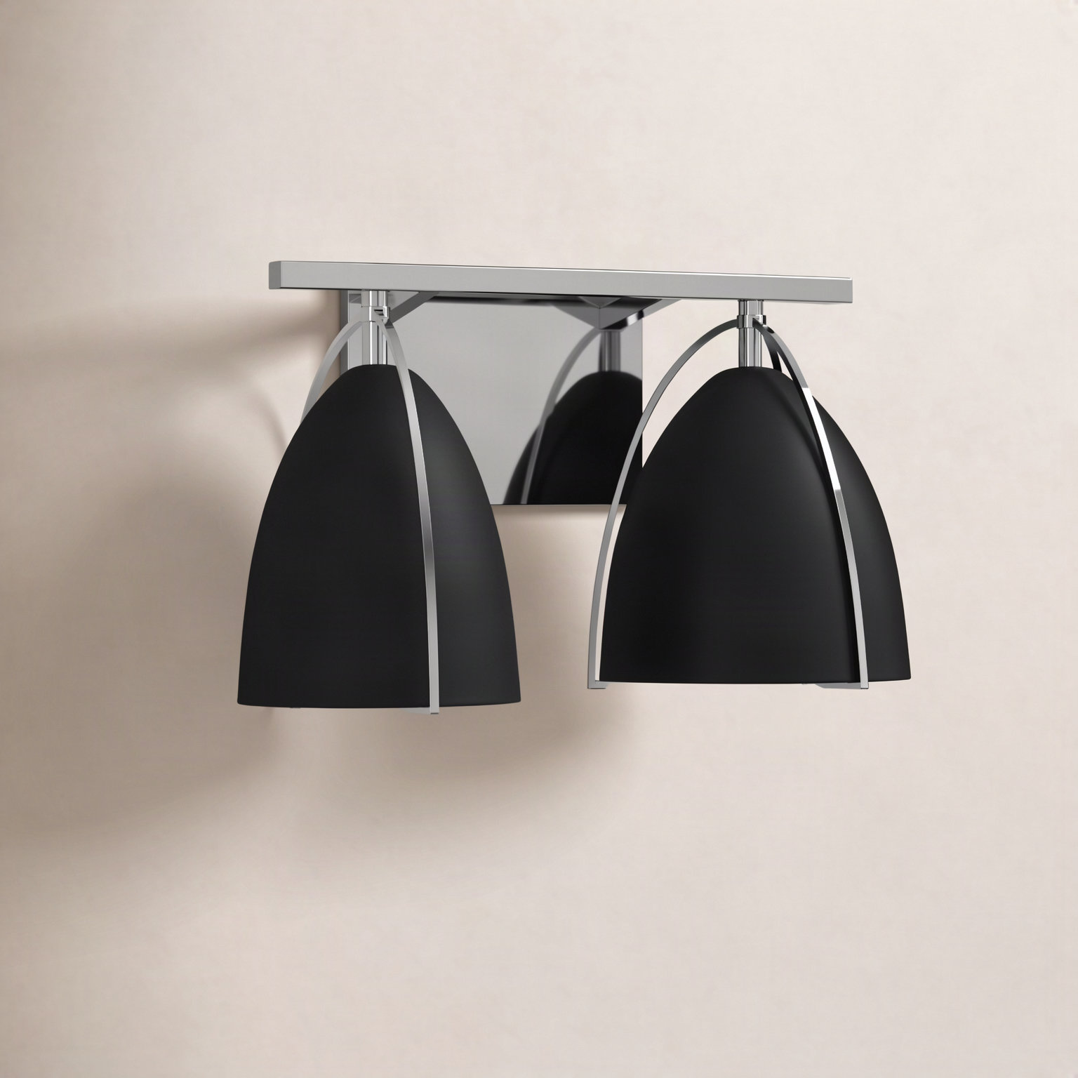 Nikki 2-Light Dimmable Vanity Light, No, Black, Chrome