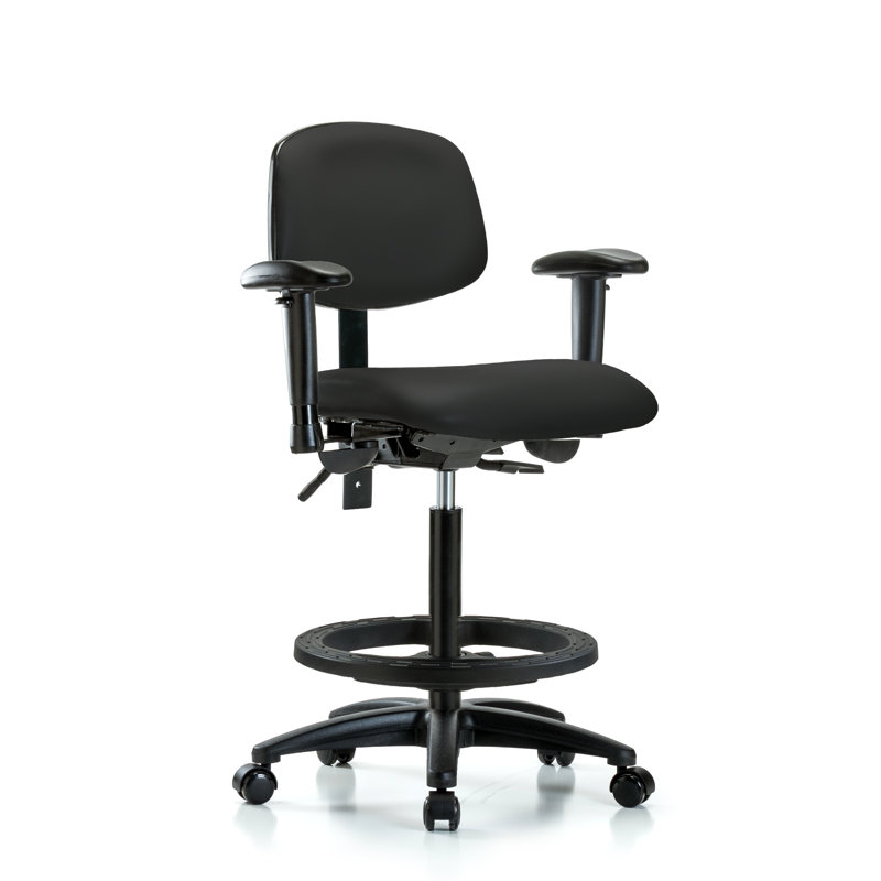 Astrid Vinyl Drafting Chair, Not Included, Black, Casters