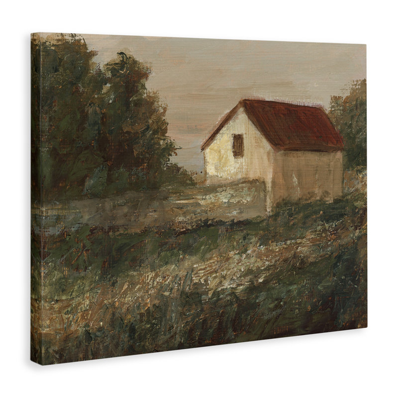 Art traditionnel sur toile, chalet traditionnel sur le toit rouge par Ethan Harper, H 24 po x l 30 po