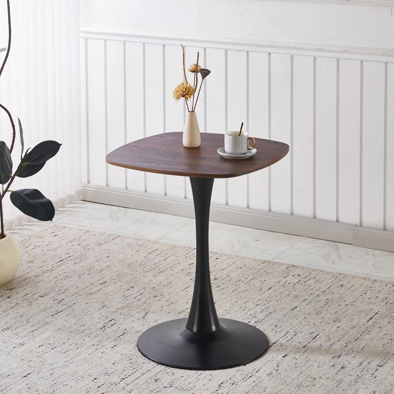 Table de salle à manger 23,62 ", 28.93"H x 23.62"L x 23.62"W, Noyer foncé, Noir