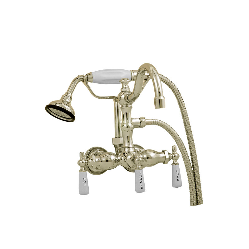 Tub Faucet with Handheld Shower, Arched Spout by Strom Living, Matte Nickel
