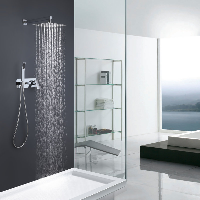 Système de douche noir mat 12 pouces Jackforce, Chrome