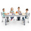 Kids Table and 4 Chairs Set, HDPE Plastic Children's Furniture with Height Adjustable, Toddler Table Set for Classroom, Nursery and Home, Easy to Clean, 120 x 60 cm