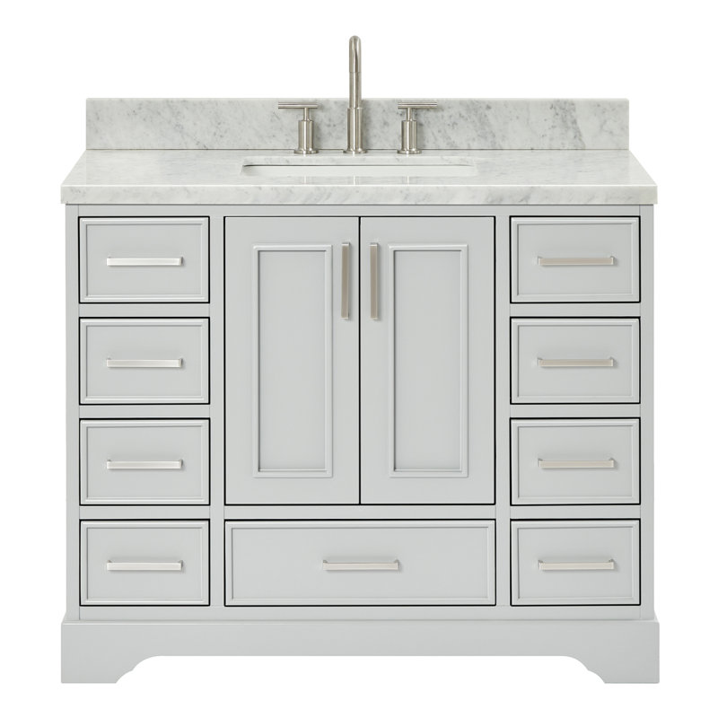 Ensemble de meuble-lavabo simple 43 po avec plateau Abshire, Gris