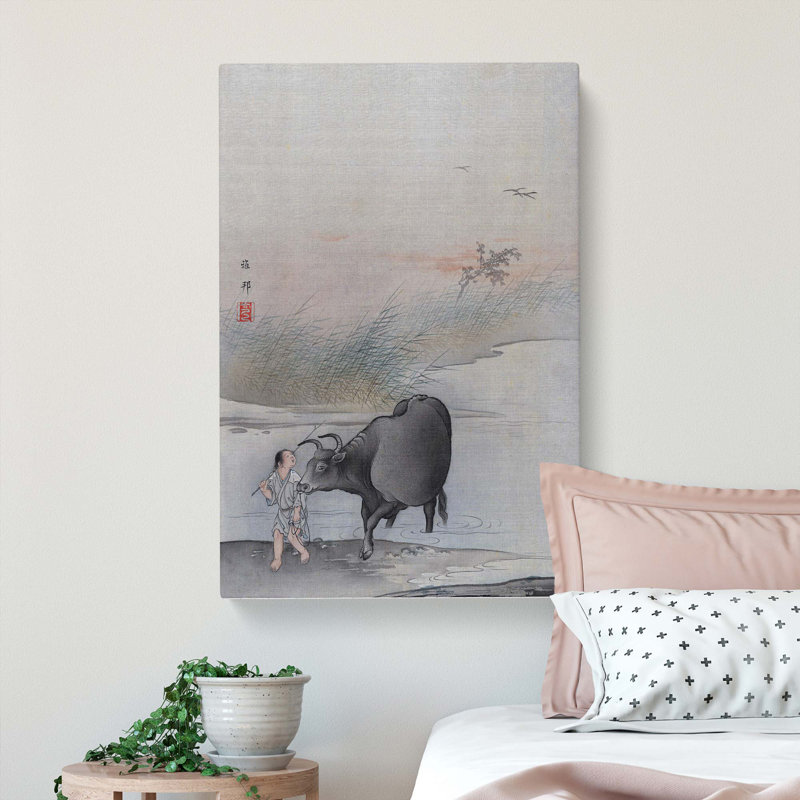 Cow At The Rivers Edge by Hashimoto Gaho - Wrapped Canvas, 50cm H x 35cm W x 3cm D