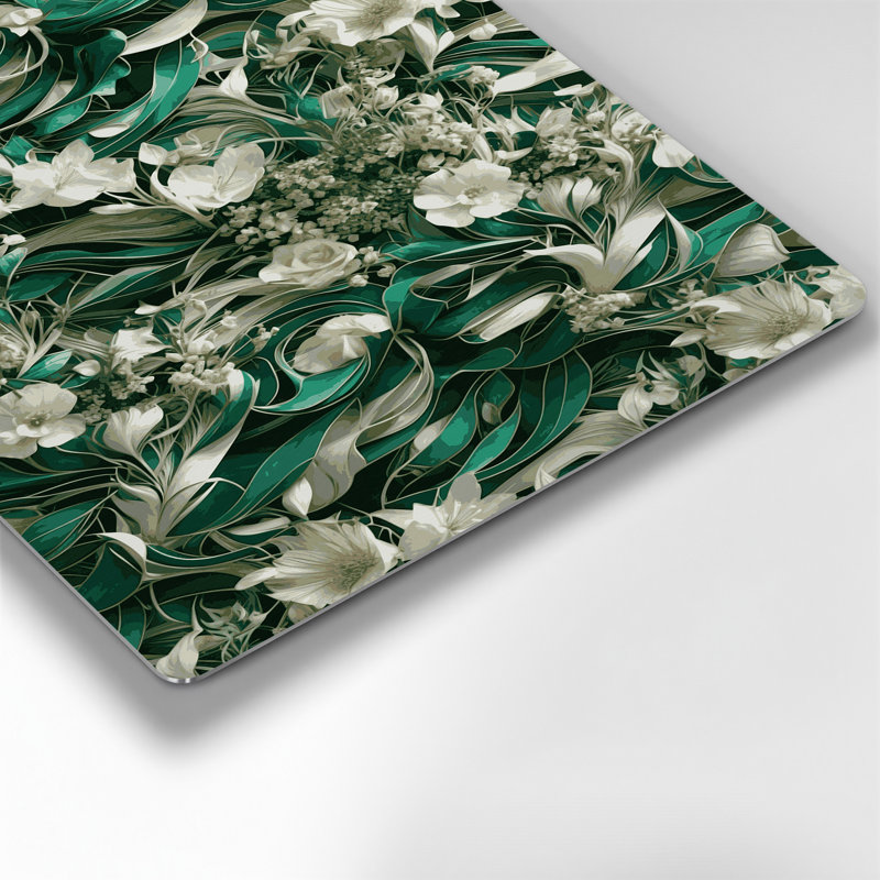 Art mural abstrait en métal vert 32 fleurs, H 11 po x l 14 po