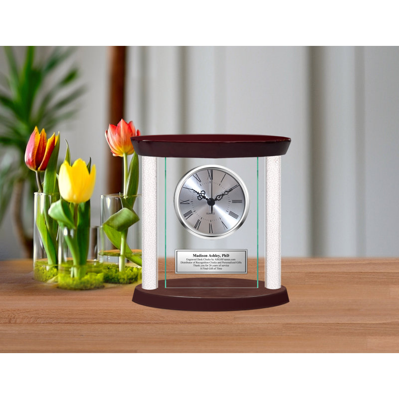 Horloge de table analogique à quartz en bouleau brun / transparent, Oui