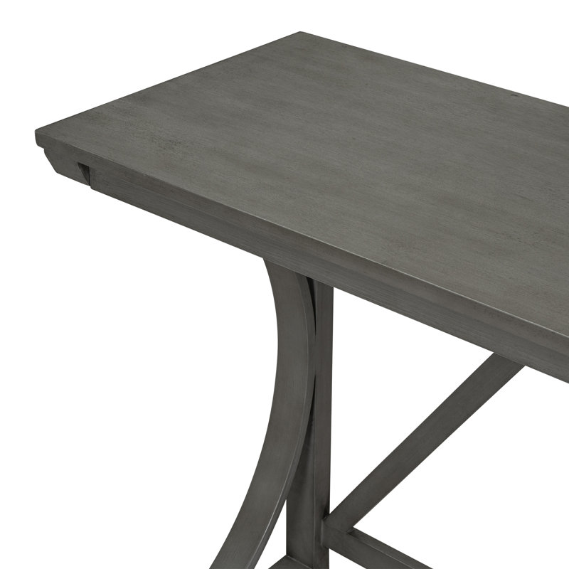 Ensembles de tables de salle à manger grises et peu encombrantes avec décor de ferme en bois massif USB