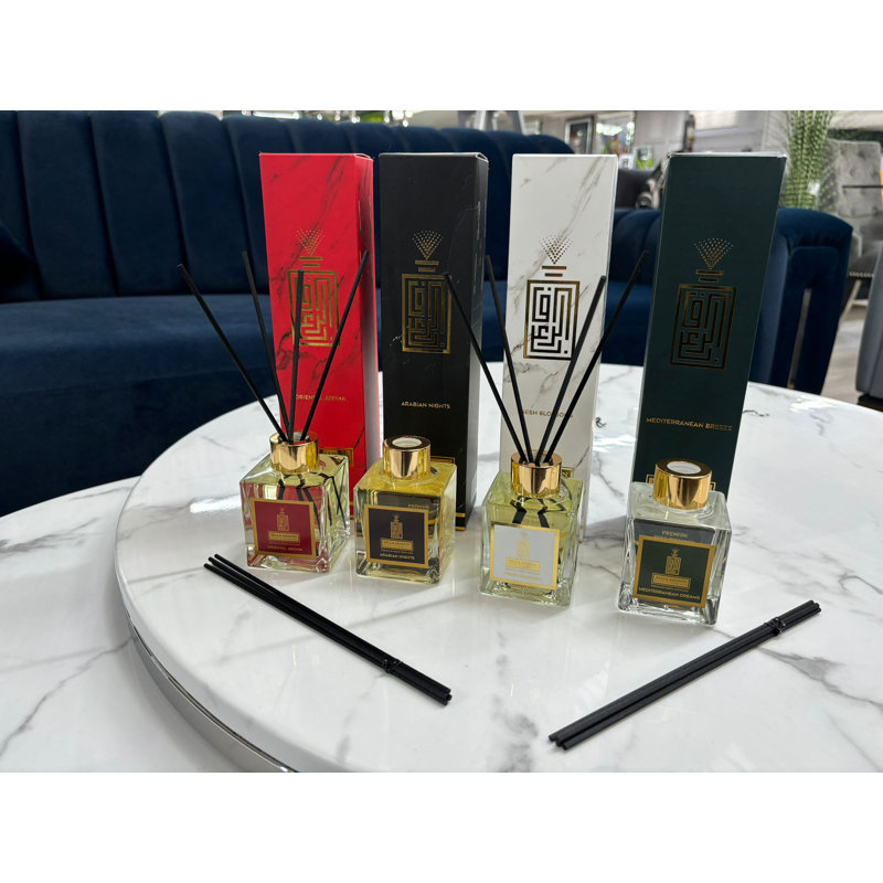 EcoFurn Reed Diffuser Scent & Natural Sticks 100 ml – No Power Needed, Elegant Glass Bottle, Made in France