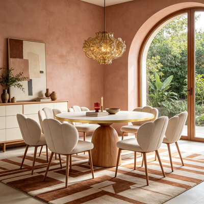 Table de salle à manger Mid-Century moderne pour 4 personnes, table de cuisine de ferme, base en bois massif fritté résistant aux taches et aux égratignures 47 po