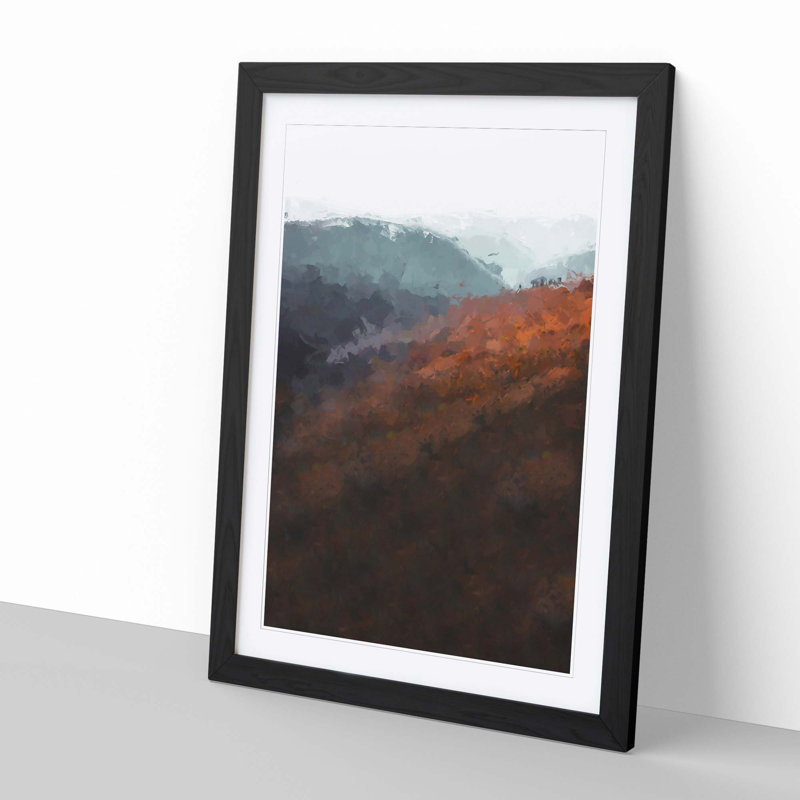 Road Through an Autumn Forest in Abstract - Picture Frame Graphic Art Print, Black, 60cm H x 40cm W x 2cm D
