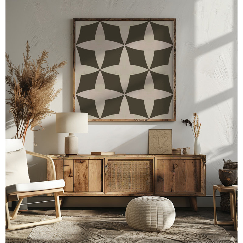 Earthy Quatrefoil Pattern by Josie George — Pattern Wall Art, Framed Canvas, 24 × 24, Black