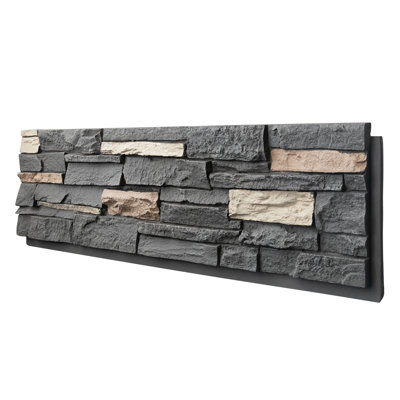 Faux Stone Wall Covering Panels for Interior and Exterior Decor Panels in Roman Brown Stone (6 pack)