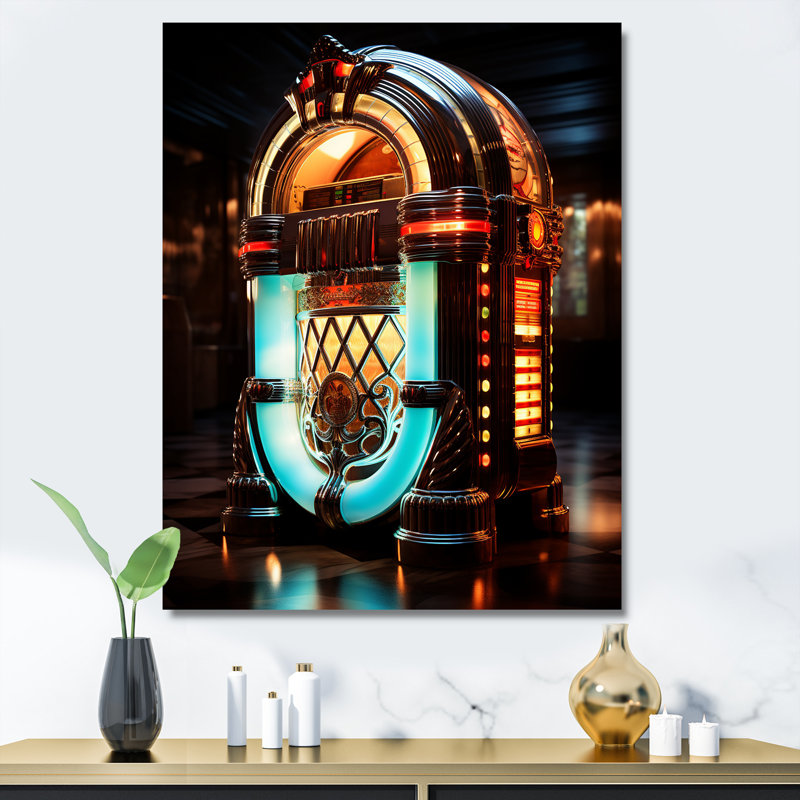 Cubist Jukebox Harmony 2 - Jukeboxes, art mural, Toile tendue, H 44 po x l 34 po x P 1,5 po