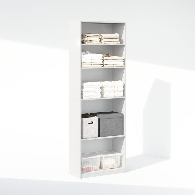 Ebern Designs Juel 5-Tier Multipurpose Adjustable Shelf Clothing & Closet Storage Organization, White