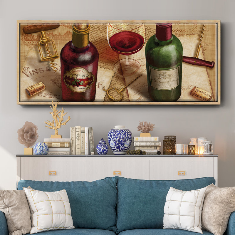 Wine Pairing- Framed Canvas, 24" H x 60" W