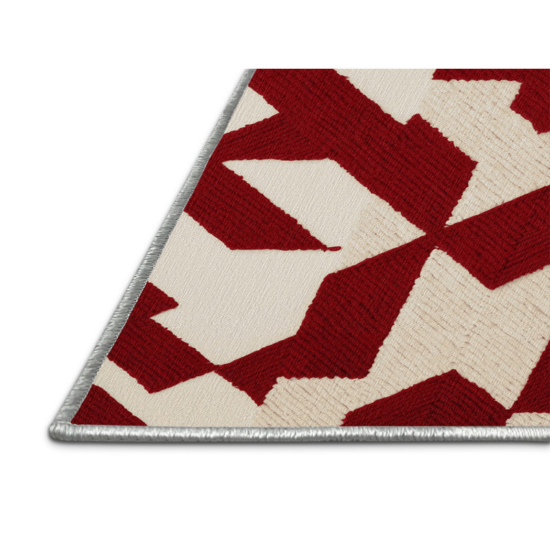 Machine Washable Checkered Beige Area Rug, Rectangle 2' x 3'