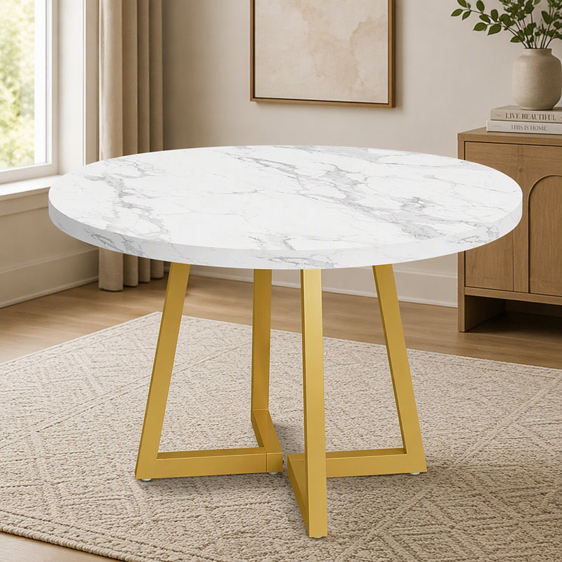 31.5" Dining Table, Industrial Kitchen Dinner Table with Metal Base