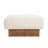 Square Upholstered Tufted Linen Fabric Ottoman, Solid Wood Legs, Beige-122443003