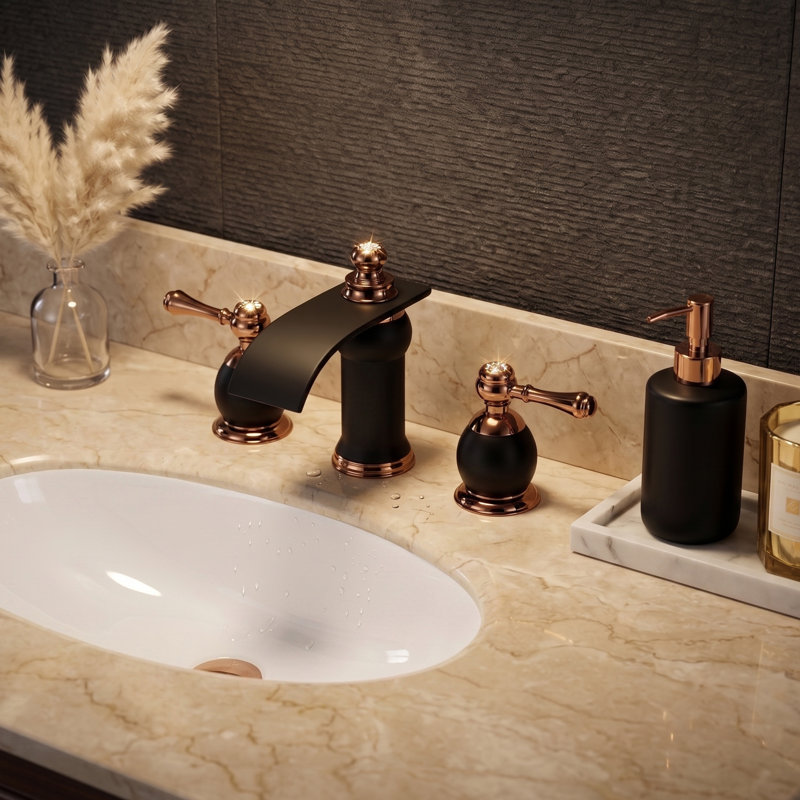 Robinet de salle de bain surdimensionné à 3 trous - Robinet de meuble-lavabo transitionnel moderne de luxe