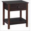 Table de bout avec tiroir, table d'appoint avec plateau supérieur et tablette inférieure pour petits espaces, foncé