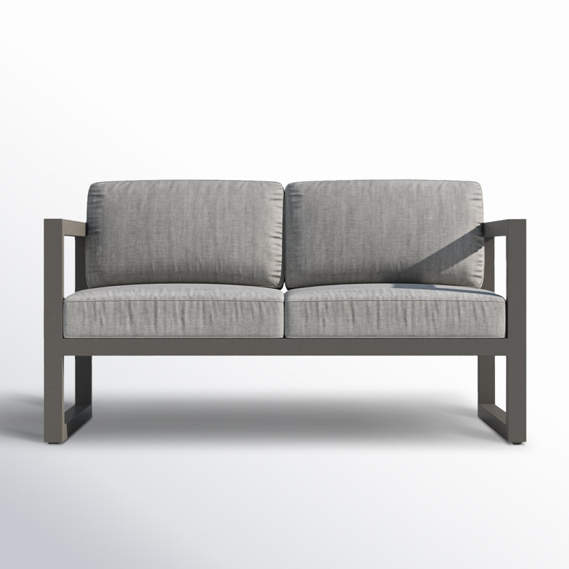 Smith 57" Outdoor Loveseat with Sunbrella® Cushions, Cast Silver Sunbrella®, Slate