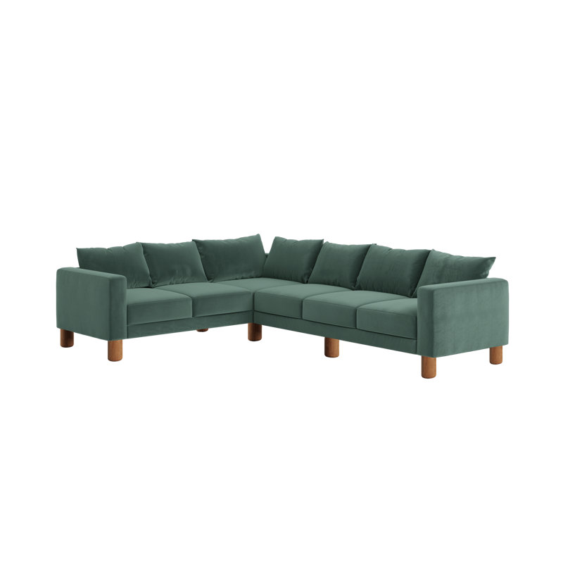 Essential 6-Seat Corner Sectional, Cylinder, Seafoam Recycled Velvet