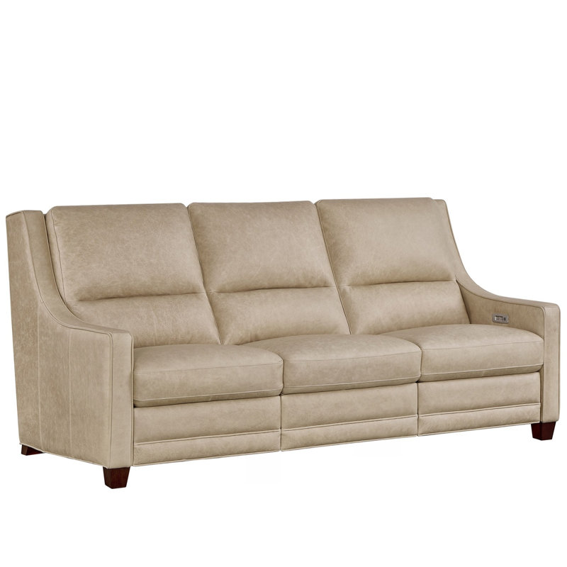 Kelce 84" Wide Reclining Nehir Sand Leather Sofa