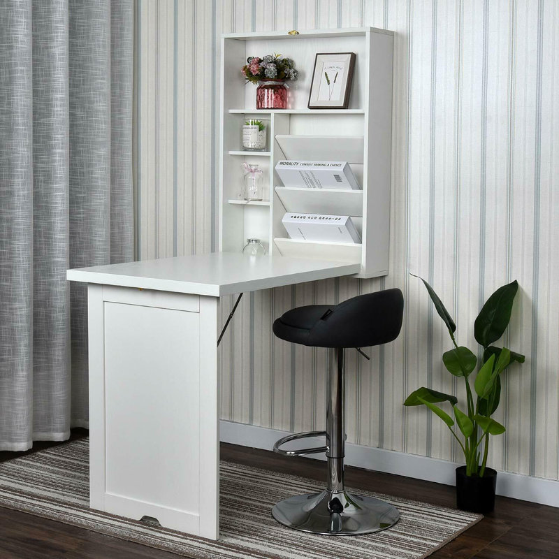 Aceves Floating Desk, 59.5'' H x 23.5" W x 30.5" D, White