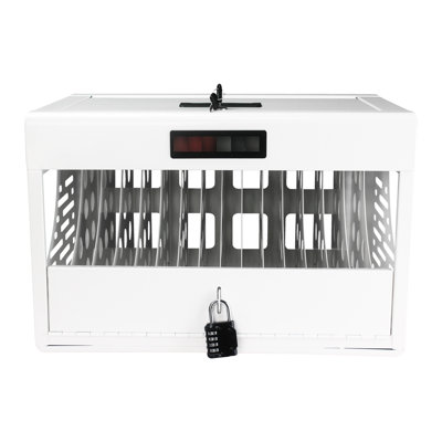 Station de charge pour ordinateur portable et tablette - 16, verrouillable, armoire blanche, pour le bureau, la salle de classe, avec rangement à cordon Tidy