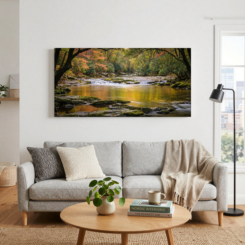 Autumn Stream, reproduction d'art sur toile, ensemble de 1, L 40 po x H 20 po, Toile tendue