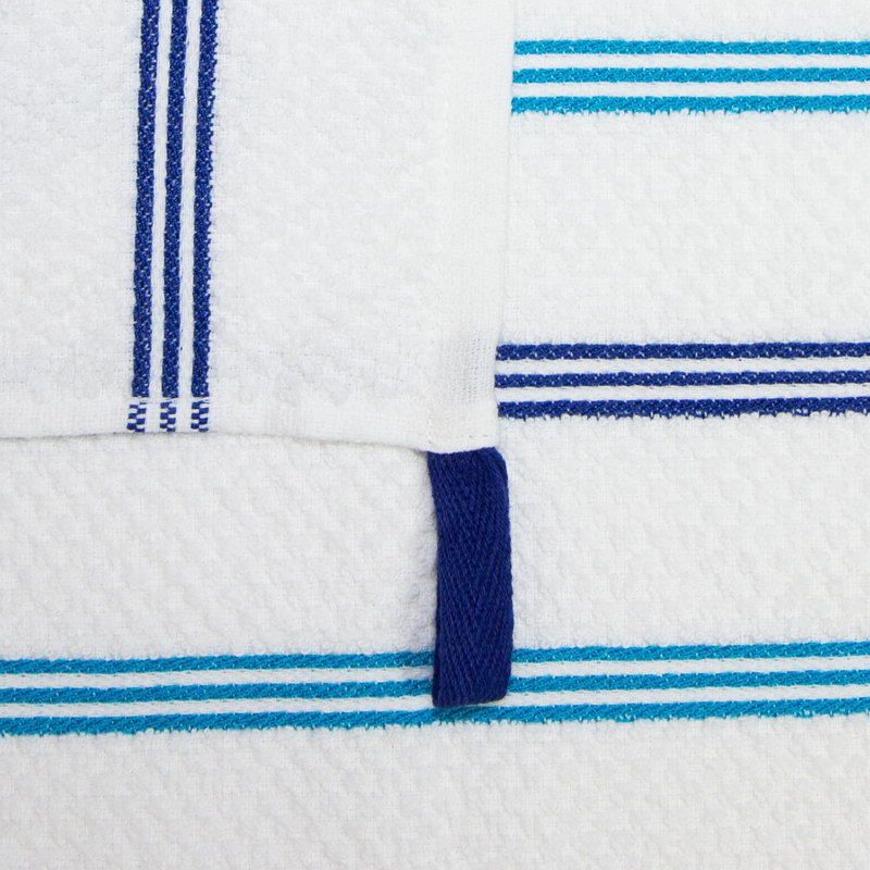 The Sloppy Chef Premier Dishcloths Stripe Jacquard Dish Cloth Kitchen Towel, Blue/Navy/White