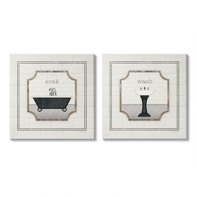 " Soak And Wash Chic Bathroom Signs " by Jennifer Pugh 2 - Pieces