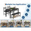 Ensemble de salle à manger 4 pièces, table avec tablettes de rangement, 2 chaises et 1 banc, rustique industriel, noir-2026588231