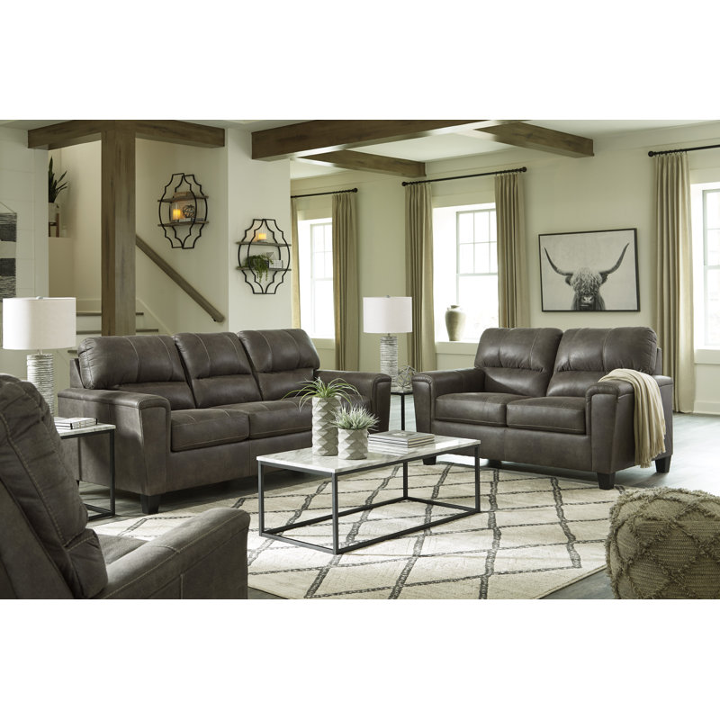 Canapé, causeuse et fauteuil inclinable Navi, Noir/gris