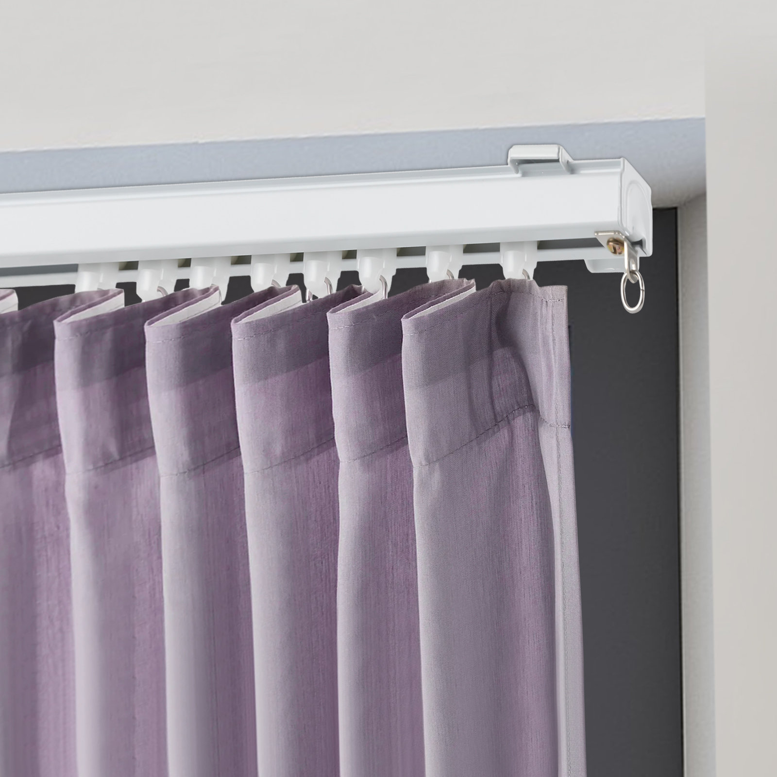 drapes with fish hooks on sliders Buy Dressed Home M-Track Curtain Channel Runner Wheel | Smooth Sliding Curtain Slider Rings Hooks | Heavy Duty White Plastic Curtain Rollers These No-Drill Curtain Rod Hangers
